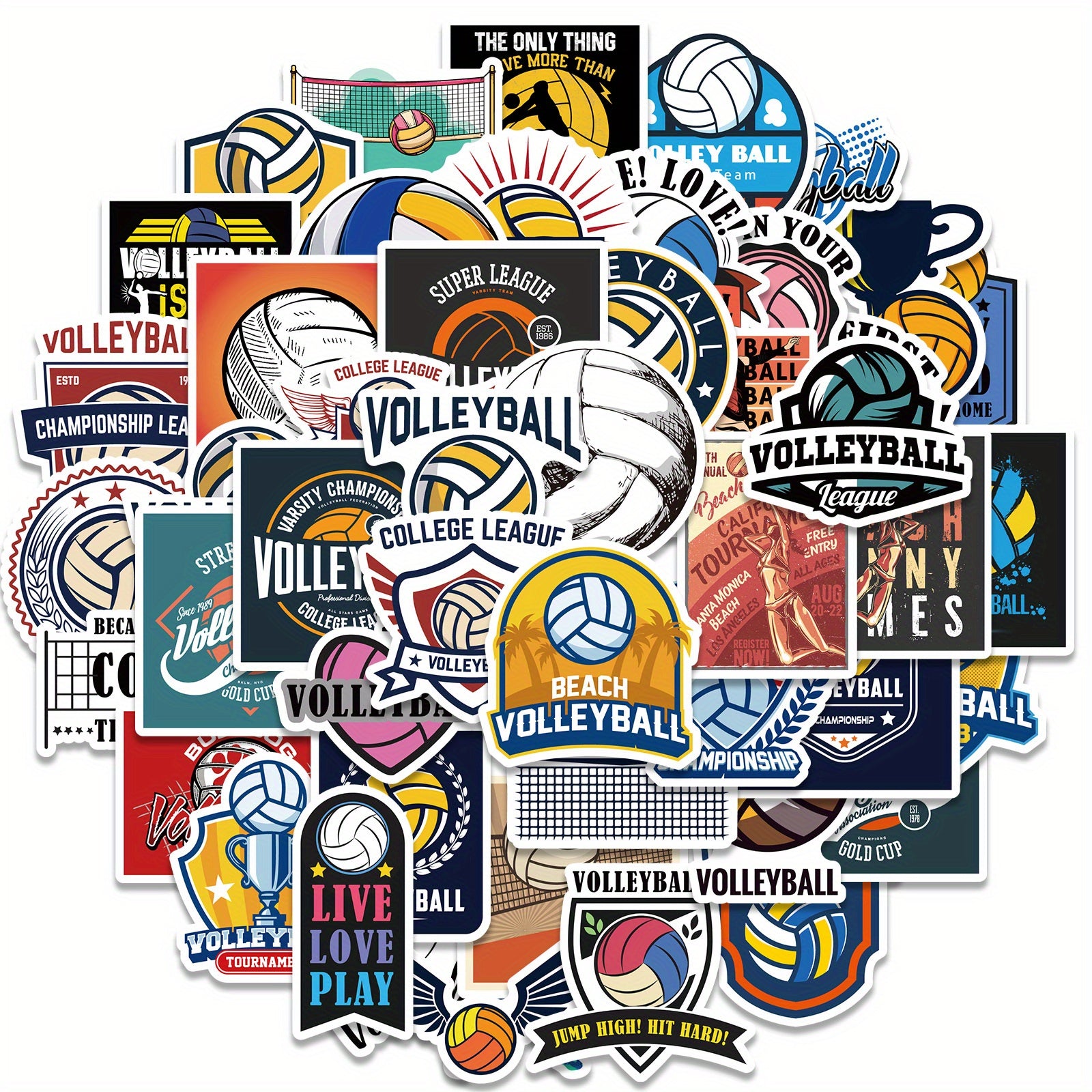 50pcs Volleyball Mixed Stickers for Luggage Skateboard Waterproof Teens Adults