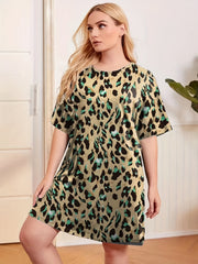  Leopard Print Short Sleeve Nightdress