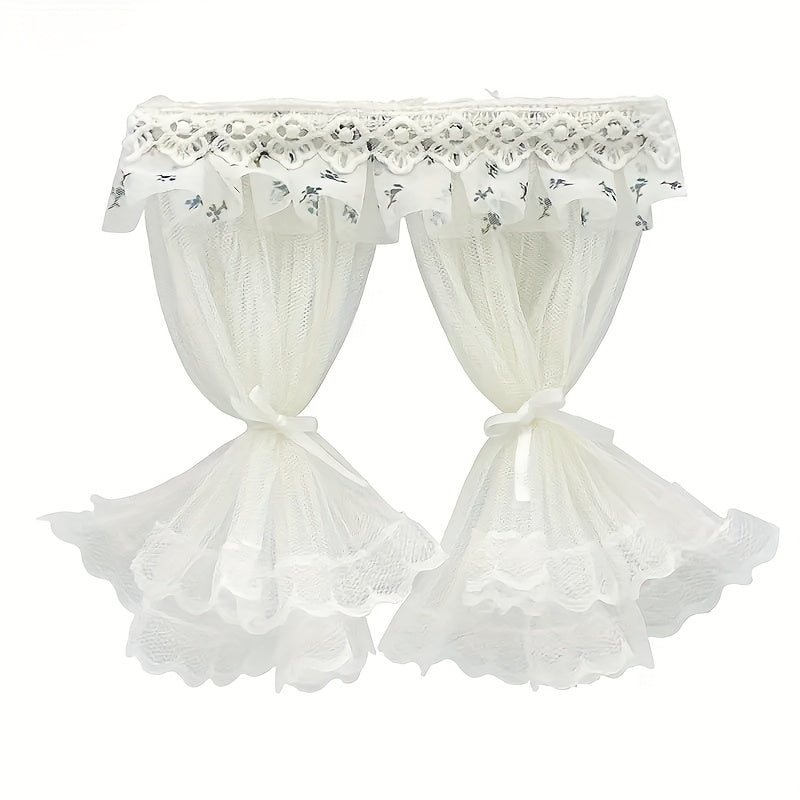 Dollhouse Curtain Kit - 2pcs Set Layer Tulle Curtains with Tiebacks