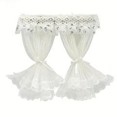 Dollhouse Curtain Kit - 2pcs Set Layer Tulle Curtains with Tiebacks