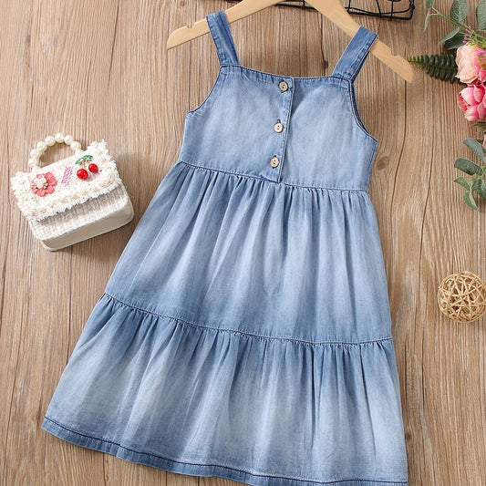 Toddler Baby Girl Cotton Dress Sleeveless Ruffle Suspender Dresses
