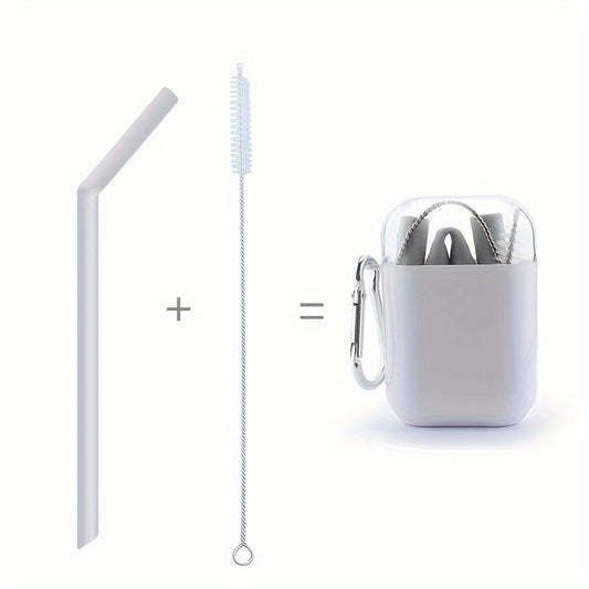 1pc Foldable Silicone Straw And Straw Brush Portable Straw