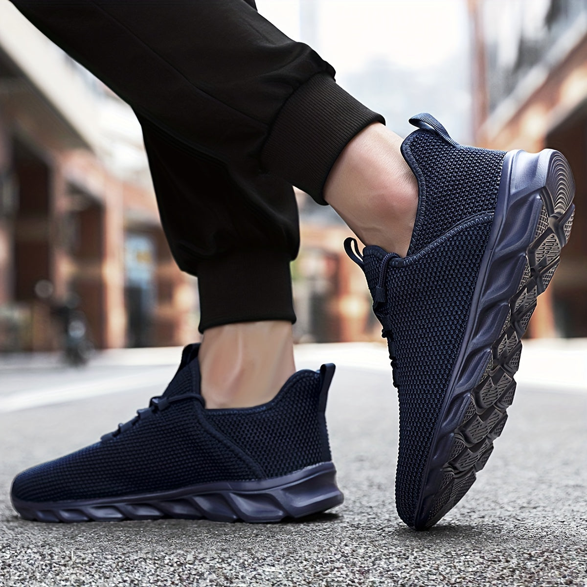 Men's Breathable Knit Lace-Up Sneakers