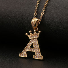 Zircon Inlaid Alphabet Necklace 18K Plated Clavicle Chain for Women