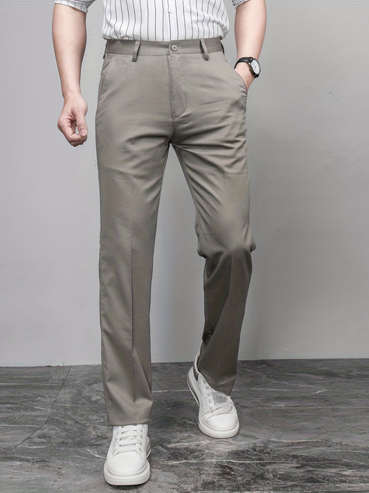 Men's Straight Leg Trousers Relax Fit Pants for Business Formal Summer