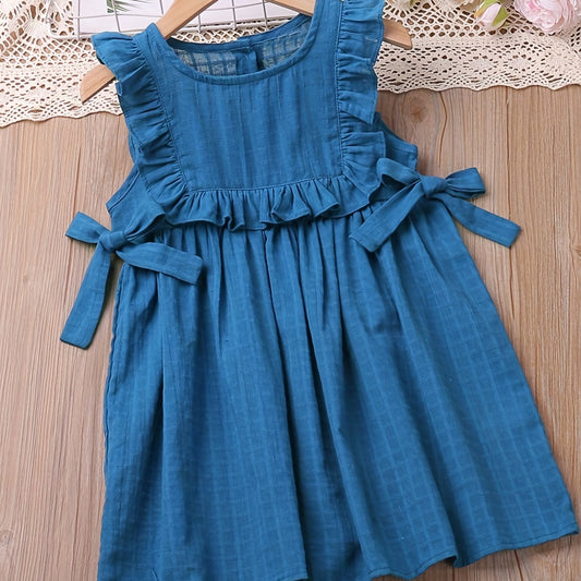 Girls Plaid Print Princess Dress Party Beach Vacation Casual Mini