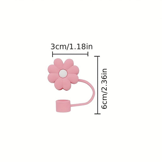 Flower Shaped Reusable Straw Cap Dustproof Cover