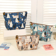 Cartoon Print Zipper Pouch Lightweight Cosmetic Bag