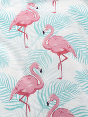 2pcs Toddler Girls Flamingo Cami Dress & Bow Straw Hat Set