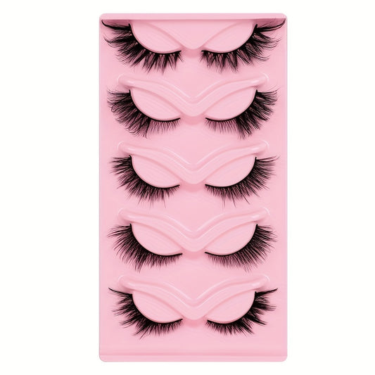 5 Pairs 3D Winged End Cat Eye False Eyelashes