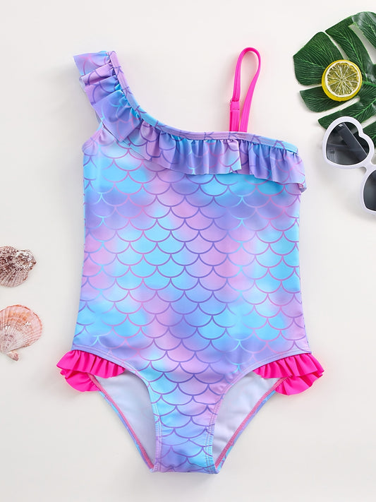 Mermaid Fish Scale Girls Swimsuit Camisole Bathing Suit