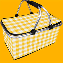 30L Plaid Pattern Picnic Storage Basket Lightweight Handbag