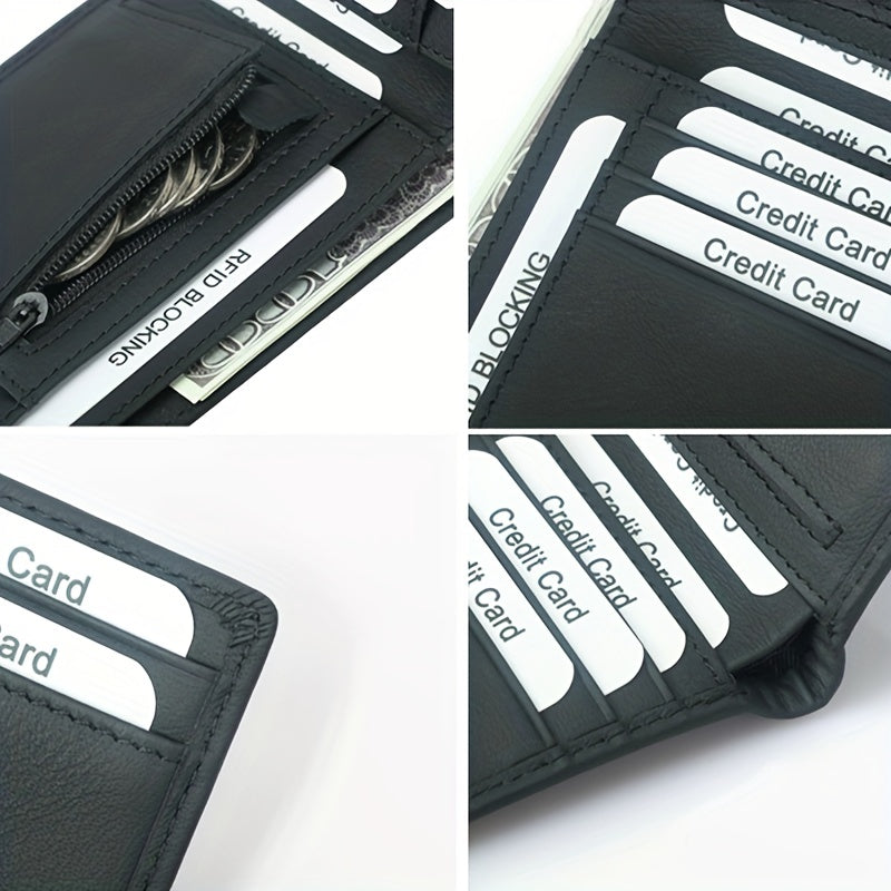 Men's Slim RFID Blocking Leather Wallet Card Holder Coin Purse