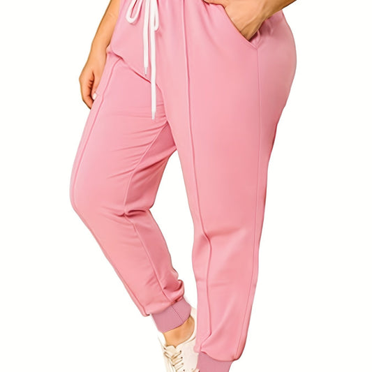  Solid Elastic Waist Gym Joggers With Pockets