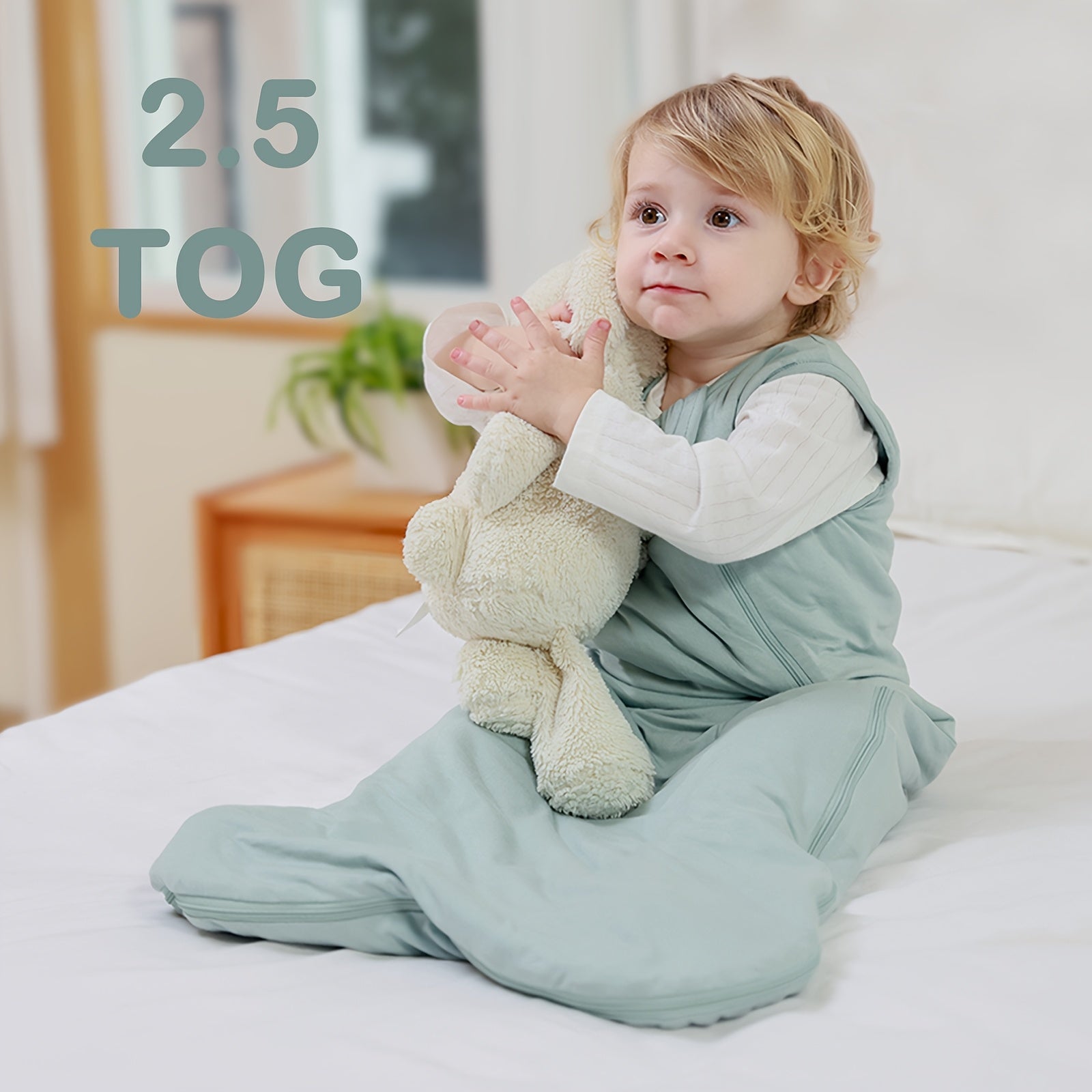 2 Pack Unisex Baby Sleep Sacks 2 5 Tog Bamboo Fiber Wearable Blankets Green