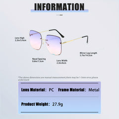 Square Rimless Sunglasses Ombre Metal UV400 Sun Shades