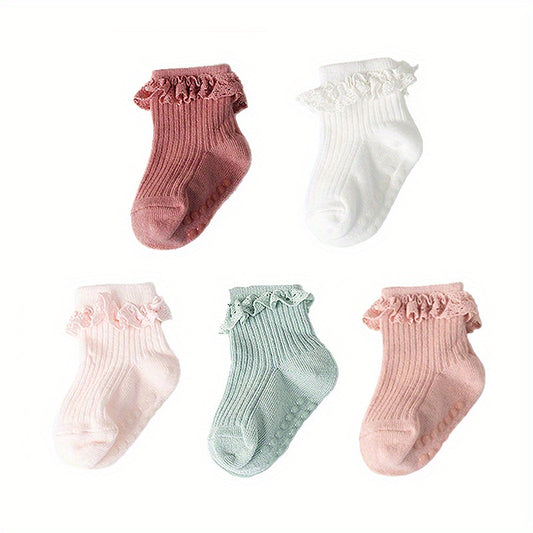 5 pairs Baby Girls Lace Ruffled Socks