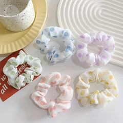 10pcs Checkered & Polka Dot Scrunchies Hair Tie Ponytail Holder