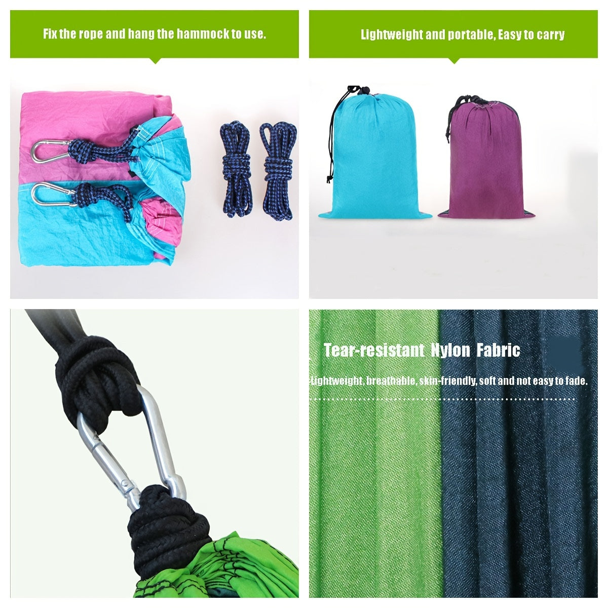 Portable Lightweight Double Hammock for Outdoor Travel Camping