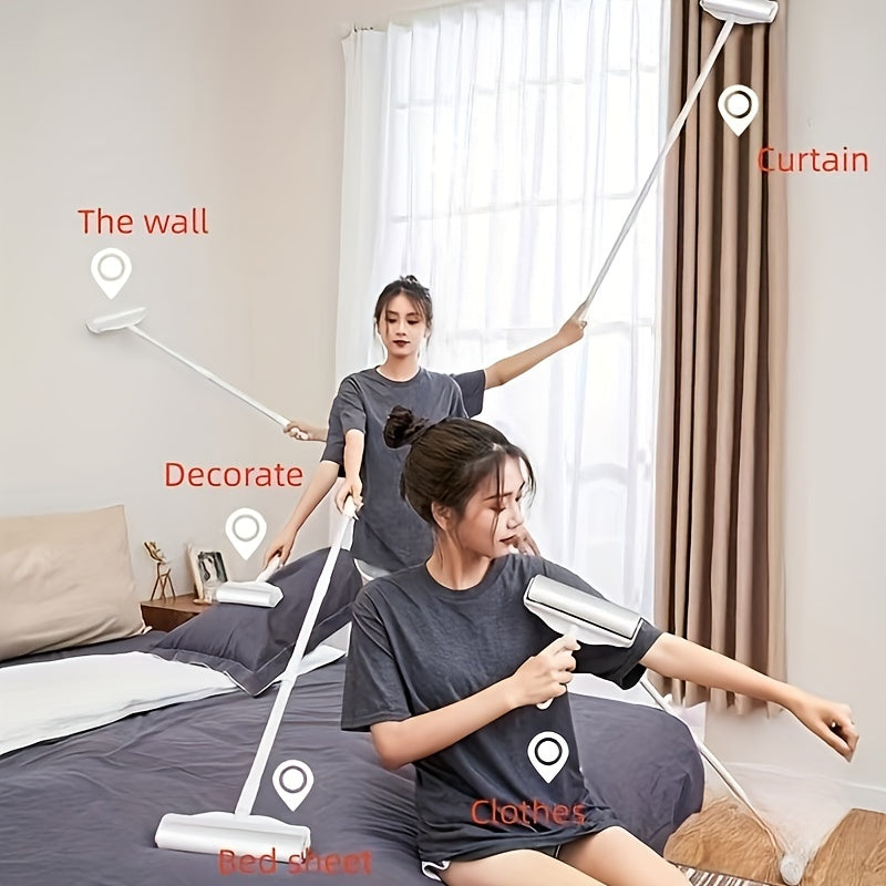2-in-1 Long Short Handle Lint Roller 24cm 60 Sheets Pet Hair Remover Roller