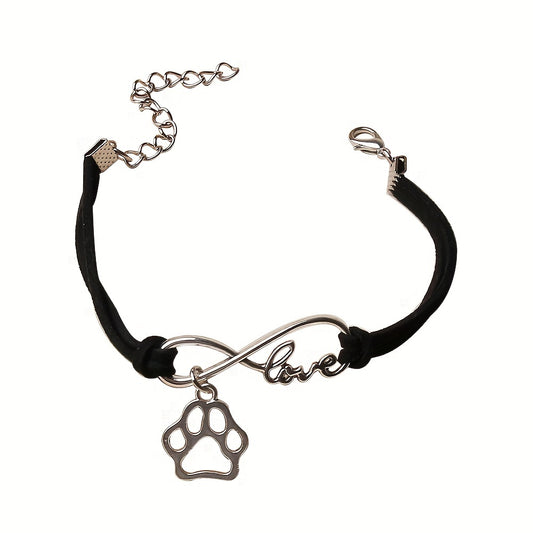 Pet Memorial Bracelet Number 8 Shape Dog Paw Charms