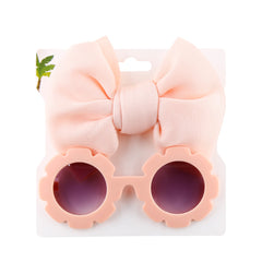 Summer Sunglasses & Bow Headband Set for Outdoor Style