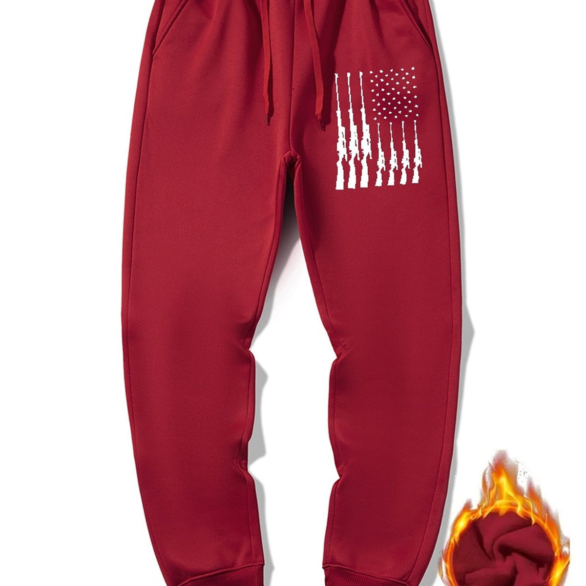Men's Gun & Star Print Sweatpants Casual Drawstring Joggers for Fall Winter