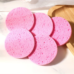 5 Pcs Reusable Face Wash Puff Wood Pulp Facial Sponge Puff
