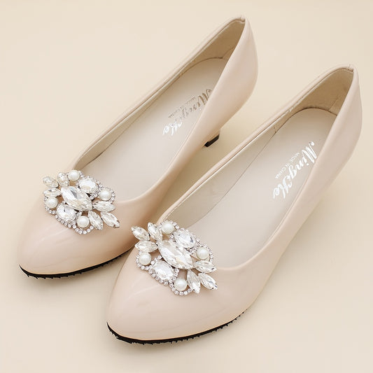 Rhinestone Pearl Shoe Clips DIY Floral Buckle for Wedding Party