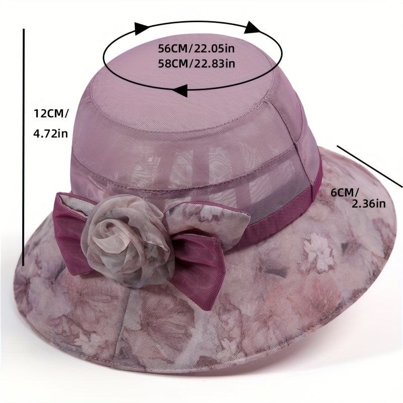 Vintage Flower Bucket Hat Sun Hat Lightweight Breathable Sunscreen Mesh Sun Hats