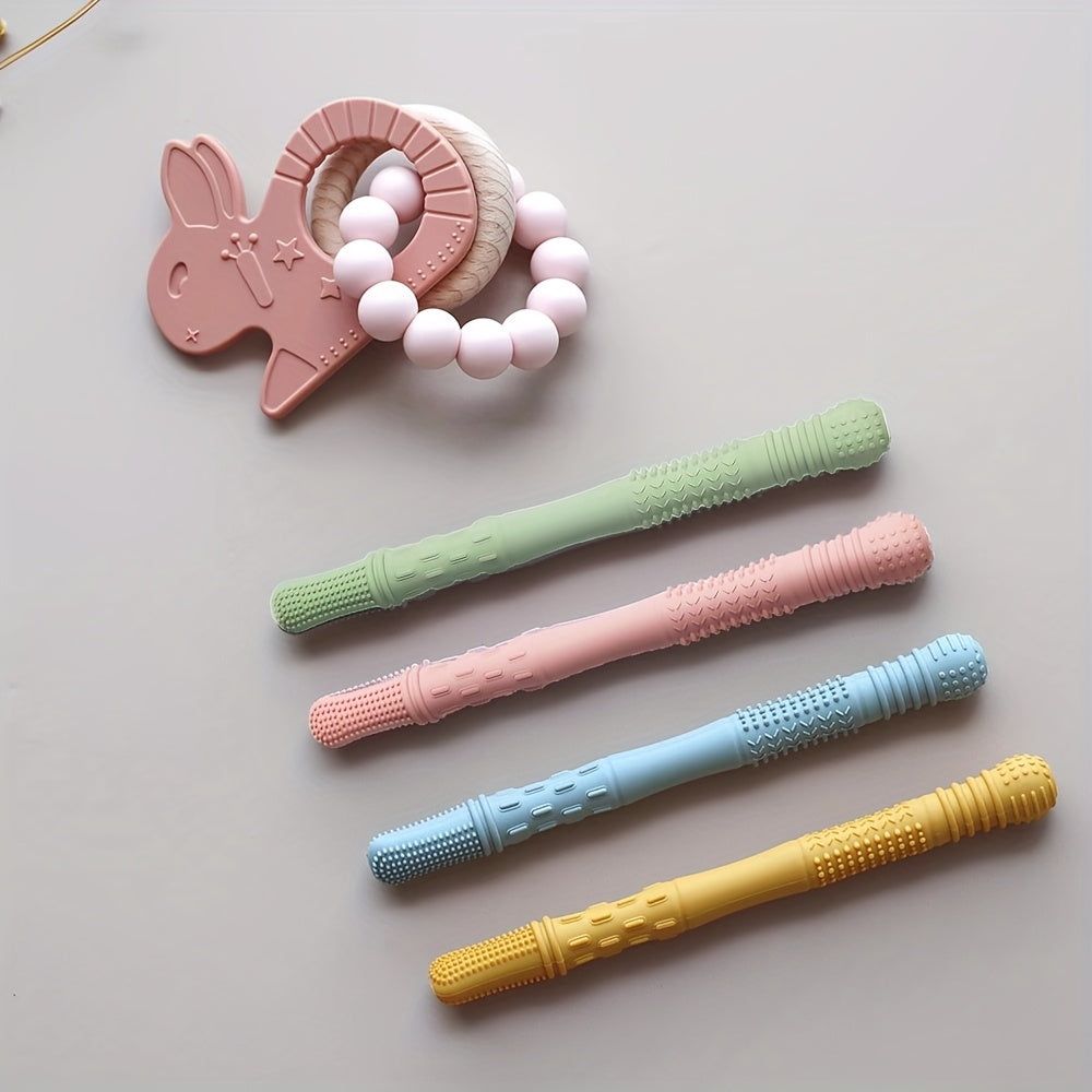 Silicone Teething Toy for Babies Kids Hollow Teether Tube Chew Straw Sensory