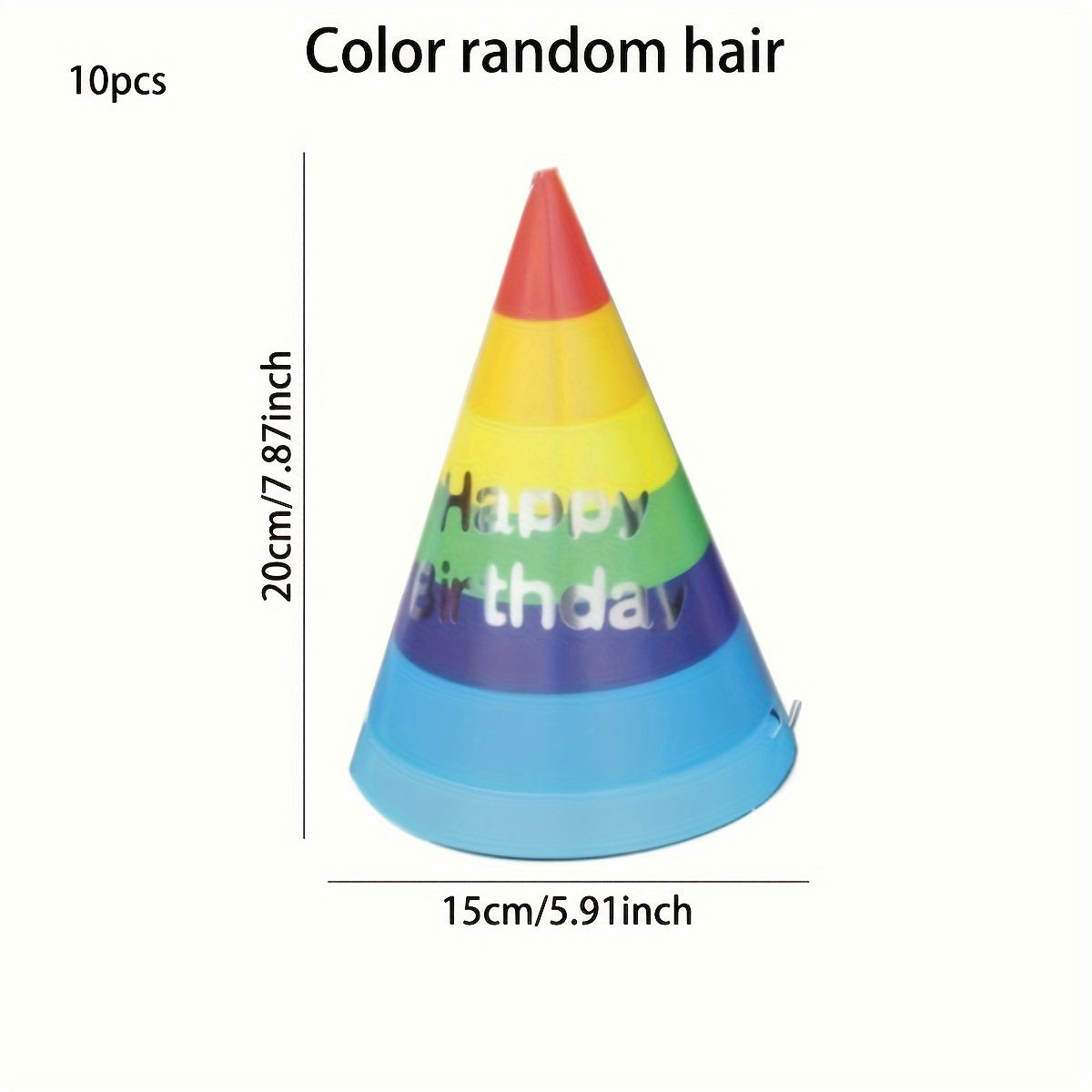 10 Rainbow Happy Birthday Party Hats