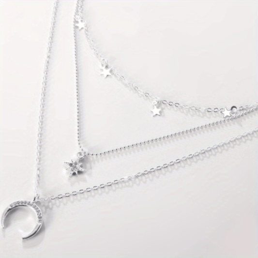 Bohemian Style Moon Golden Multilayer Necklace