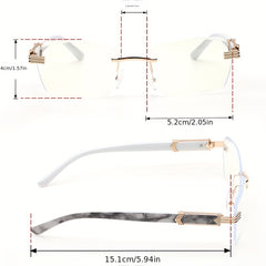 Rectangle Lens Glasses Metal Hinge Graphic Temple Casual Outdoor Eyewear