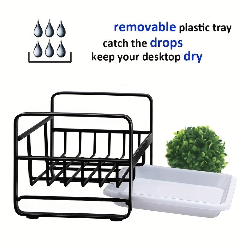 Stainless Steel Sponge Holder for Kitchen Sink with Drain Pan