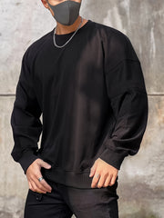 Men's Solid Round Neck Sweatshirt Loose Pullover