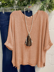  Casual Sweater Women's Solid Half Sleeve V Neck Jumper