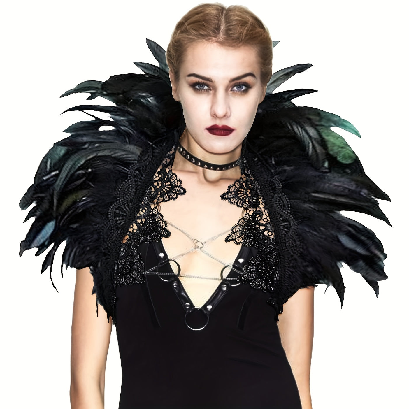 Feather Shoulder Wrap Lace Collar Halloween Costume Props