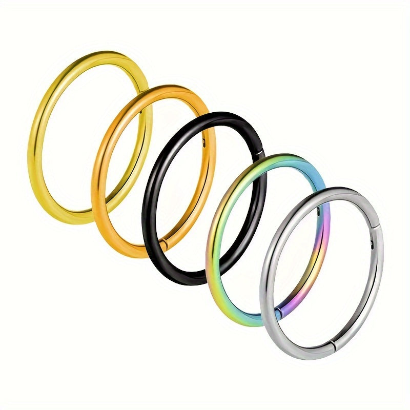 5pcs Stainless Steel Nose Ring Hoop Ear Cartilage Earrings Piercing Jewelry