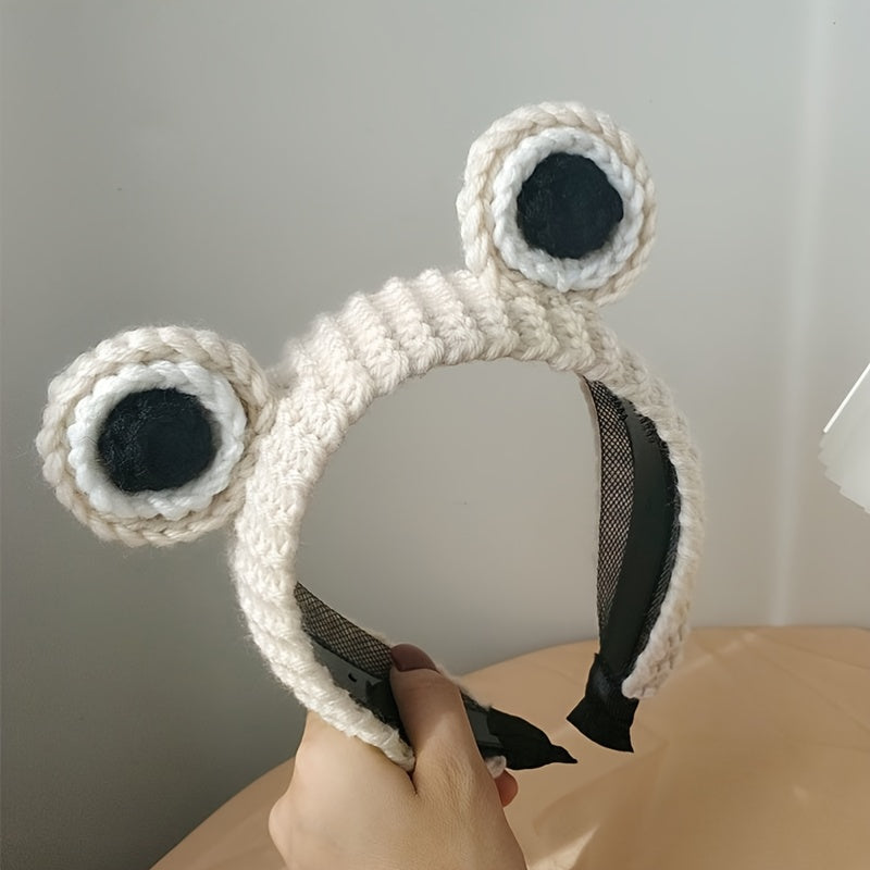 Cartoon Frog Headband Knitted Wool Headdress Non slip