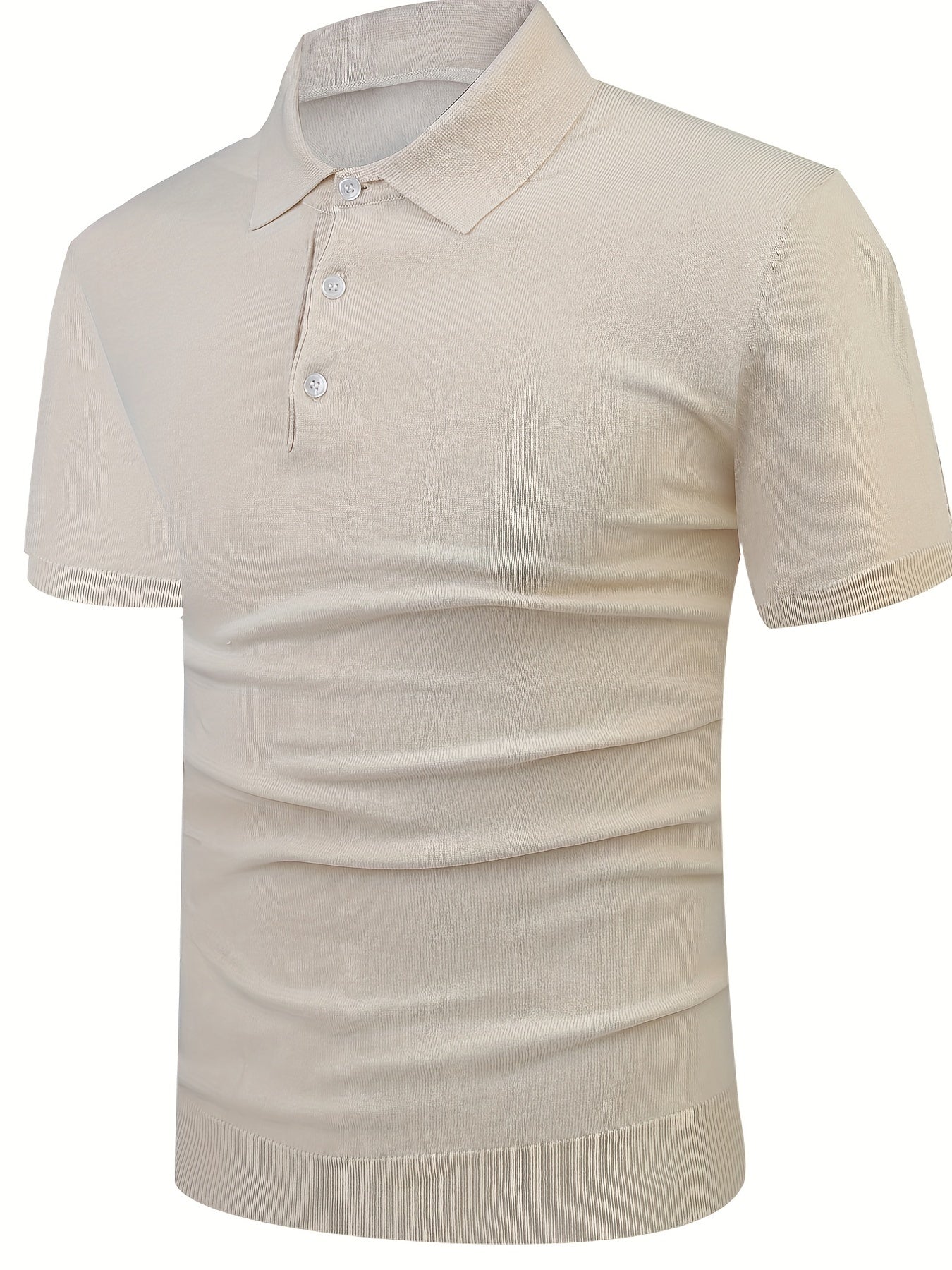 Men's High Stretch Button Up Lapel Polo Shirt