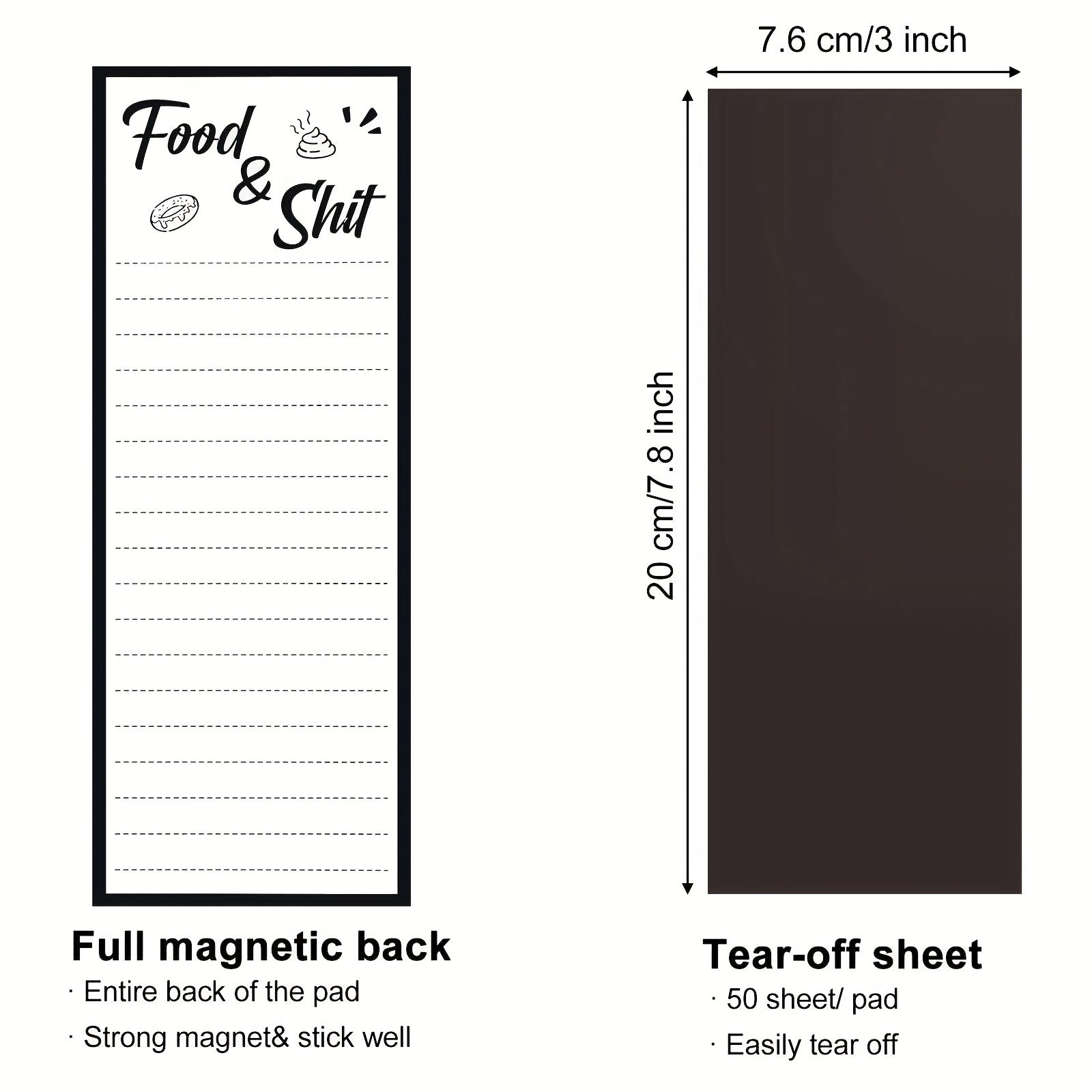 2pcs Magnetic List Notepad Funny Grocery List 50 Sheets