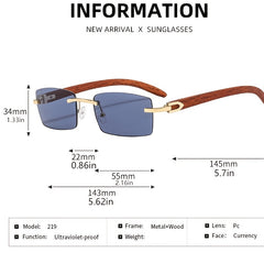 Punk Rimless Rectangle Sunglasses Vintage Small Frame Sun Glasses