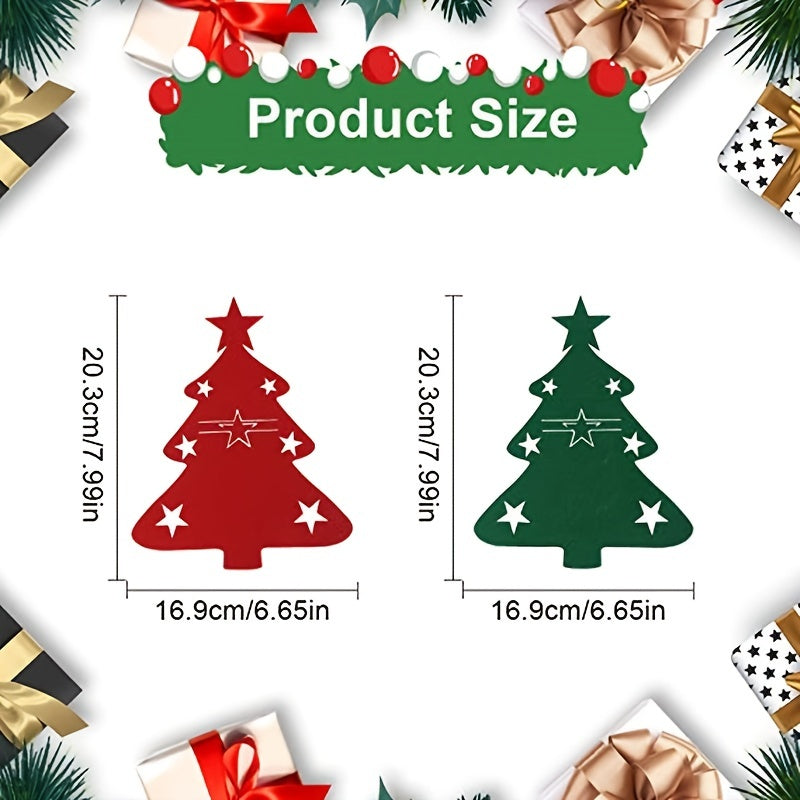 4pcs Christmas Tree Cutlery Holder Felt Fork And Spoon Bag