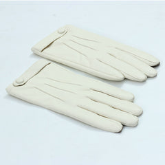 Women's Winter PU Leather Gloves with Buttons - Warm Mittens