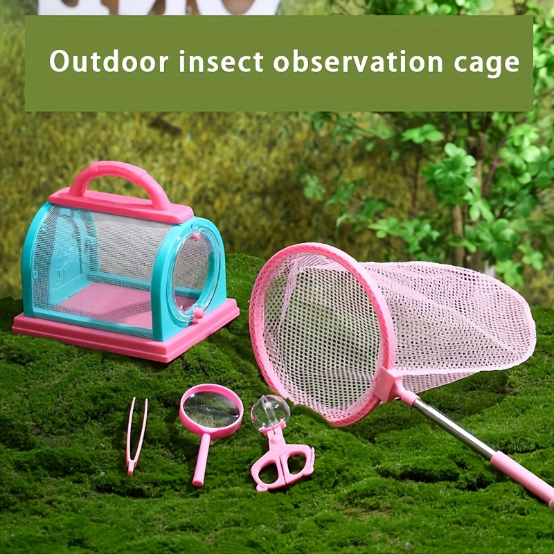 Outdoor Insect Observation Cage Set with Net & Magnifying Glass