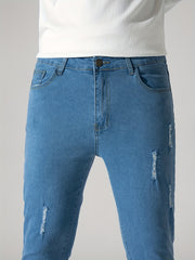 Men's Distressed Slim Fit Ripped Jeans