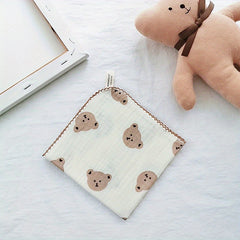 Animal Pattern Handkerchief Soft Face Towel Small Square Scarf Cartoon Hankies