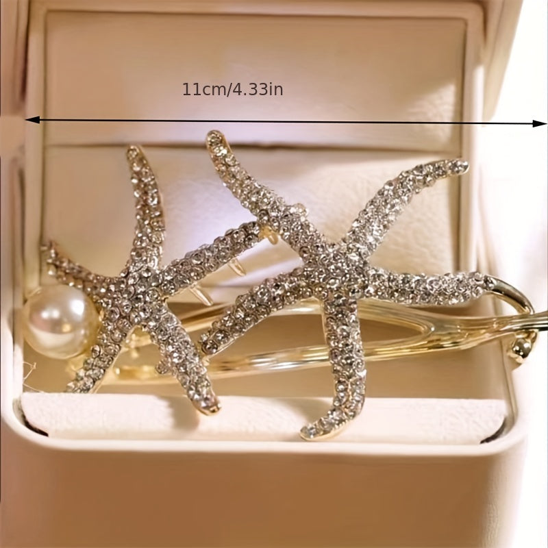 Rhinestone Starfish Hair Clip Elegant Hair Accessories for Women