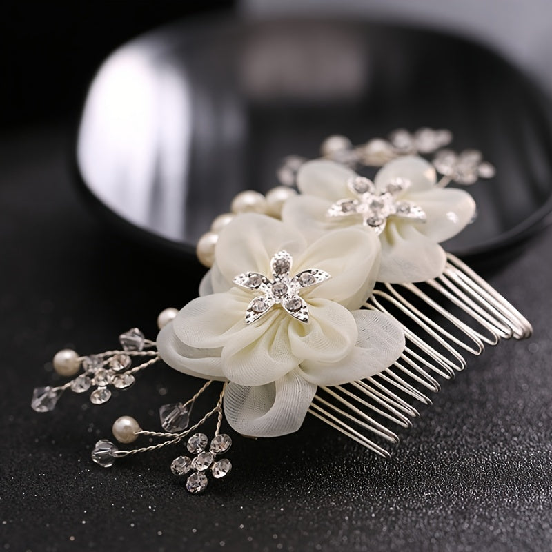 Flower Rhinestone Hair Comb Headband Bride Wedding Jewelry